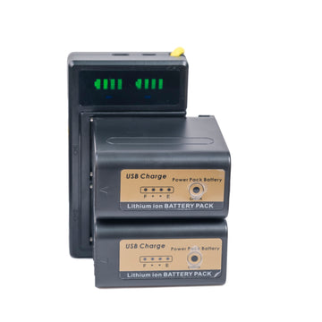 DuraPro 2 Battery with LED Dual Charger for Sony NP F930 F950 F770 F570 (with Micro USB cable) Kit